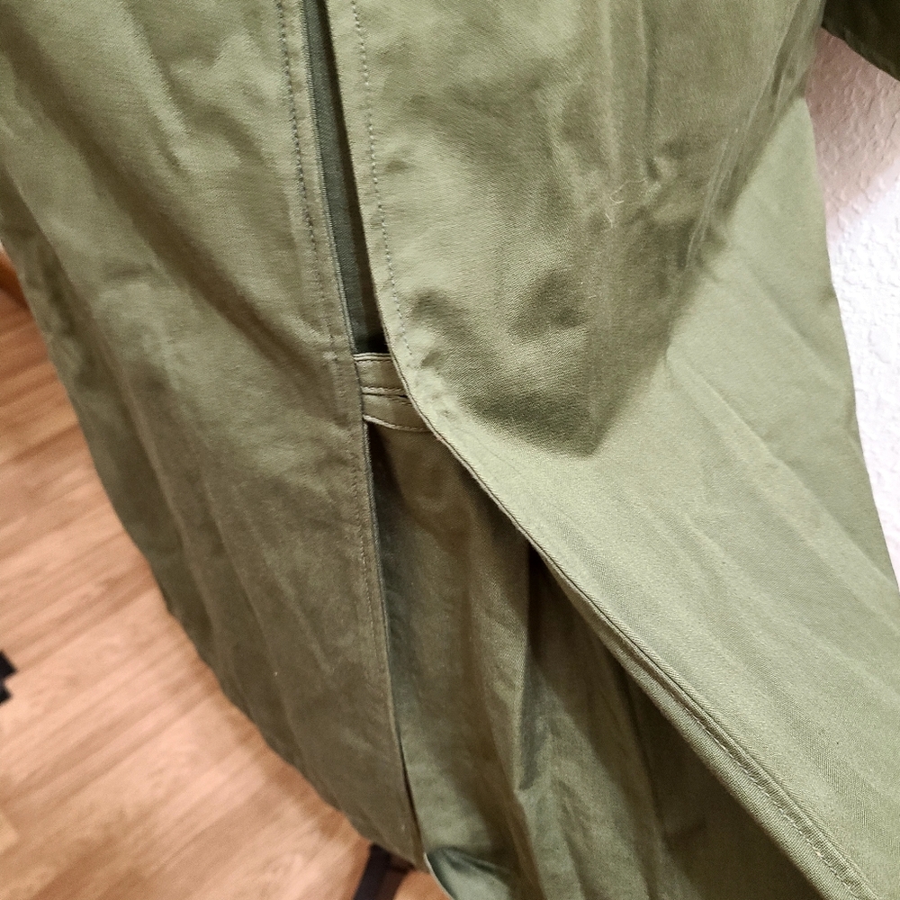 Vtg US Military Overcoat/Trench Coat Double Breasted Size Short S Olive Green - Picture 4 of 14